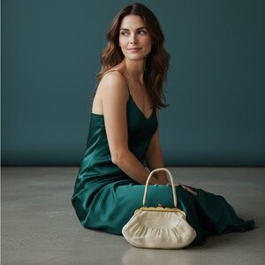 Vintage 1940s Whiting & Davis pearl white mesh purse